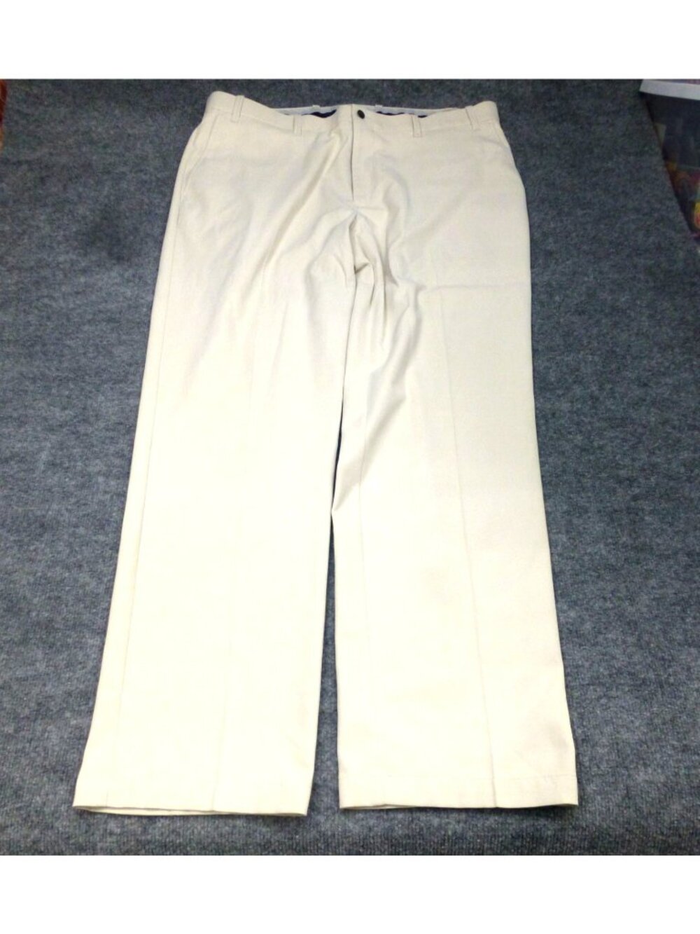 Callaway Mens Beige Flat-Front Golf Pants 40x32‎ Lightweight Polyester Khakis